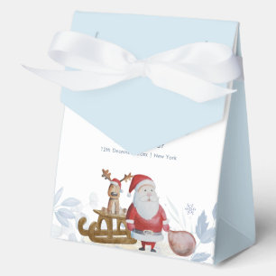 Caja Para Regalos Acuarela Invierno Trineo Alce Santa Baby Shower