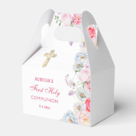Caja Para Regalos Acuarela Jardín Flores Primera Comunión Gable