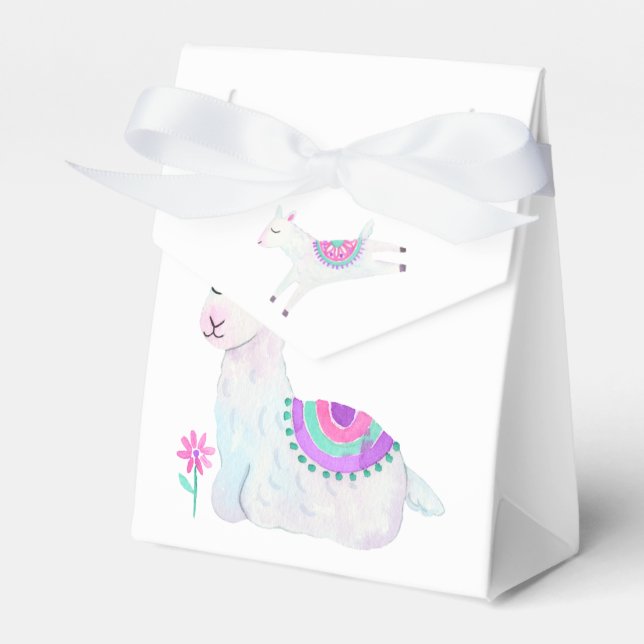 Caja Para Regalos Acuarela Llama Kids Birthday Fiesta (Front Side)