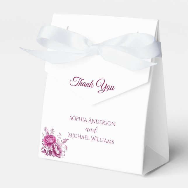 Caja Para Regalos Acuarela Magenta Peony-Boda Gracias (Front Side)