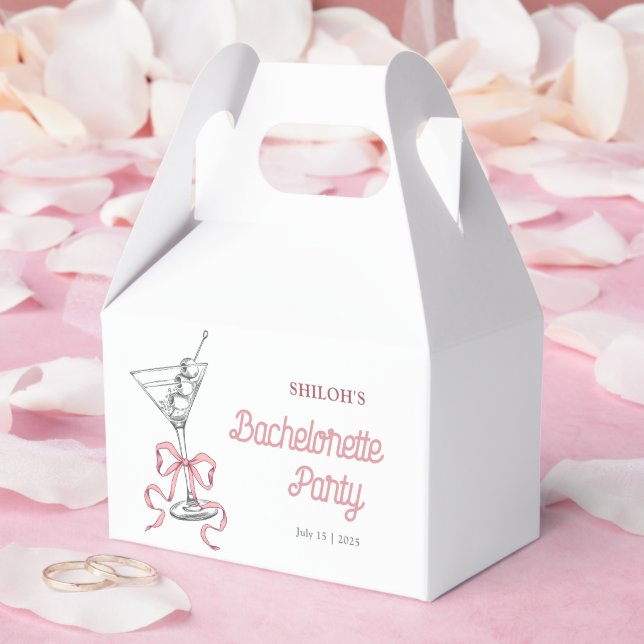 Caja Para Regalos Acuarela Martini Rosa Lazo Fiesta de Despedida de  (Boda)