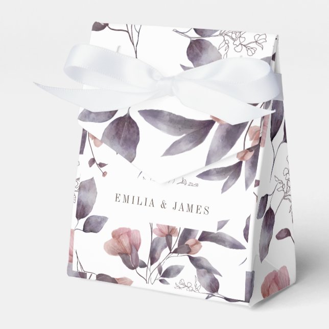 Caja Para Regalos acuarela púrpura polvorienta crepúsculo follaje bo (Front Side)