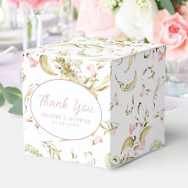 Caja Para Regalos Acuarela Rosada Floral Bridal Shower Cuadrado