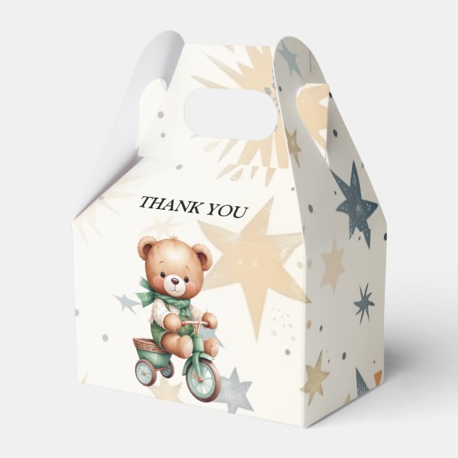 Caja Para Regalos Acuarela Teddy Bear Stars Green Bike Fiesta (Front Side)