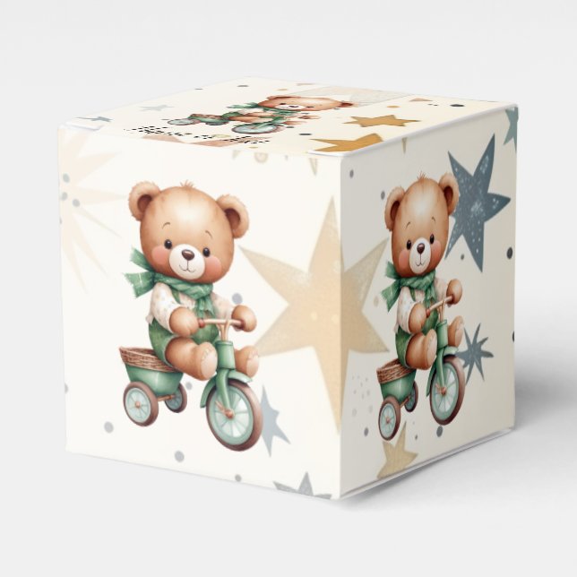 Caja Para Regalos Acuarela Teddy Bear Stars Green Bike Fiesta (Costado Anverso)