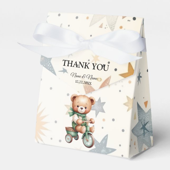 Caja Para Regalos Acuarela Teddy Bear Stars Green Bike Fiesta (Front Side)