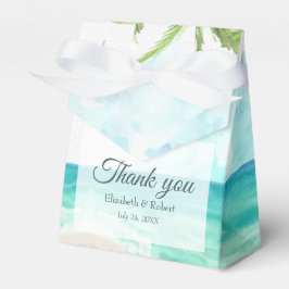 Caja Para Regalos Acuarela Tropical Beach and Palm Trees Boda