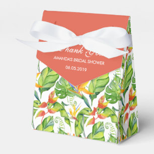 Caja Para Regalos Acuarela Tropical Boda Rojo Floral Gracias