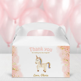 Caja Para Regalos Acuarela Unicornio purpurina pastel Cumpleaños gab