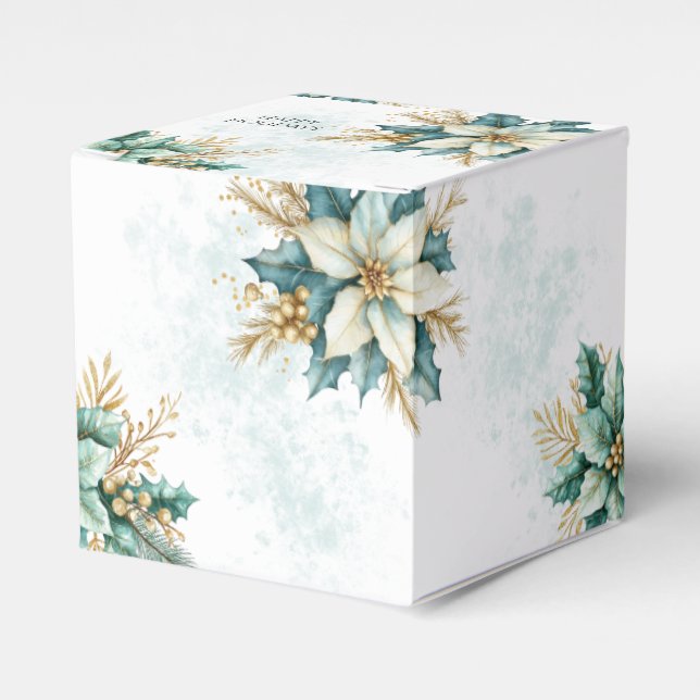 Caja Para Regalos Acuarela Verde azulada Floral Navidades Holiday Bo (Costado Anverso)