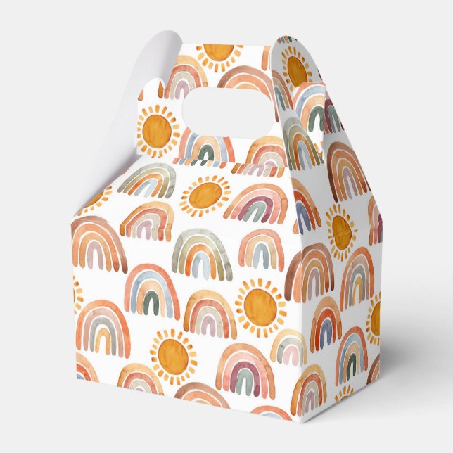 Caja Para Regalos Acuarela Whimsical Boho Arcoiris y Sol (Front Side)