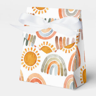 Caja Para Regalos Acuarela Whimsical Boho Arcoiris y Sol