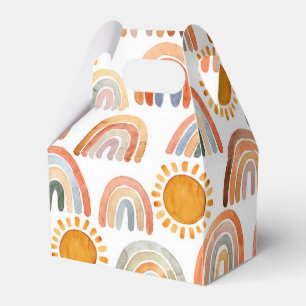 Caja Para Regalos Acuarela Whimsical Boho Arcoiris y Sol