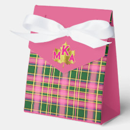 Caja Para Regalos Adorable Pink & Green Plaid Monogrammed Favor Box
