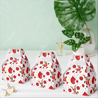 Caja Para Regalos Adorable Reno de Navidad Rojo
