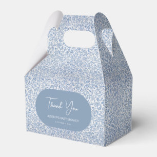 Caja Para Regalos Aduana de Bebé Niño con Patrón Floral Azul y Blanc