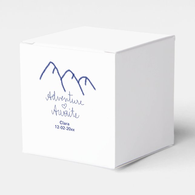 Caja Para Regalos Adventure awath blue mountain heart add name (Costado Anverso)