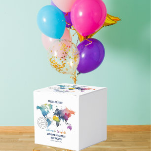 Caja Para Regalos Adventure Awath World Map Travel Baby Shower
