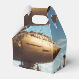 Caja Para Regalos Aeronave retro-futurista Steampunk sobre la ciudad