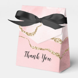 Caja Para Regalos Agante Rubor rosa con cinta dorada elegante