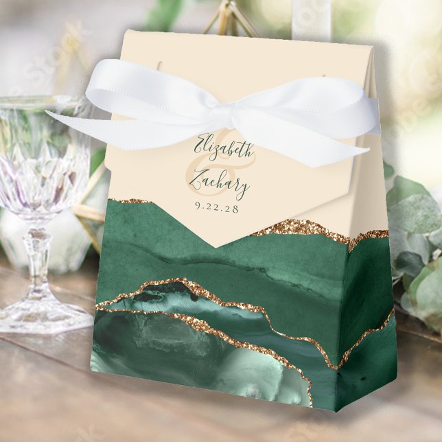 Caja Para Regalos Ágata Verde Esmeralda Oro Champán Beige (Subido por el creador)