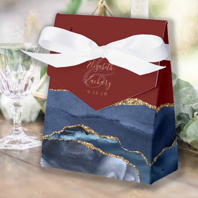 Caja Para Regalos Agate Geode Navy Blue Burgundy Red Gold Favbox (Subido por el creador)