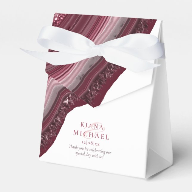 Caja Para Regalos Agate Geode Purpurina Boda Borgoña ID647 (Front Side)