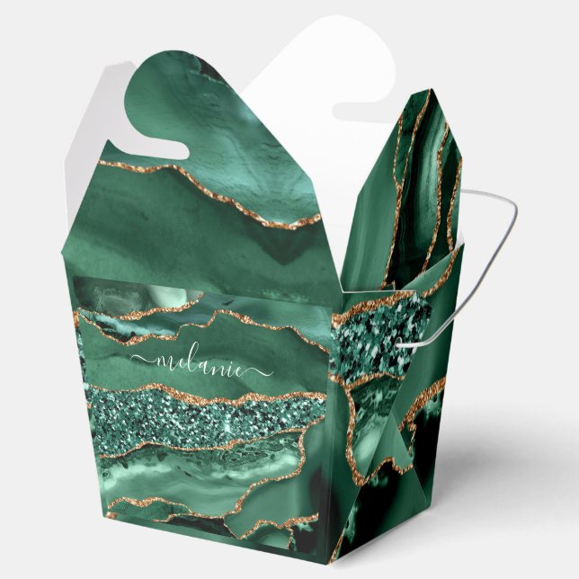 Caja Para Regalos Agate Green Gold Custom Name Favorito Box (Abierto)