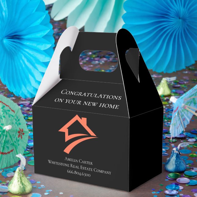 Caja Para Regalos Agente Inmobiliario Negro Único y con Estilo (Fiesta)