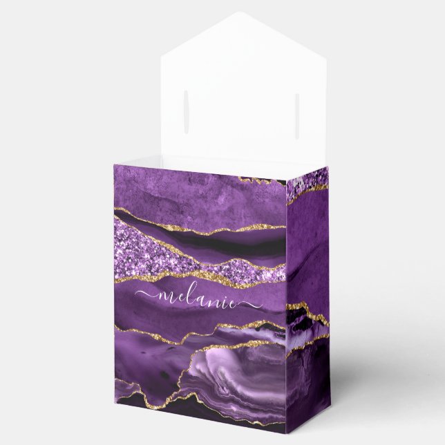 Caja Para Regalos Agple Purple Gold Marble Custom Name Gift Box (Abierto)
