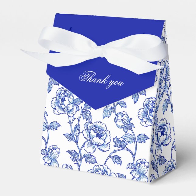 Caja Para Regalos Agradecimiento Chinoiserie Azul y Blanco (Front Side)
