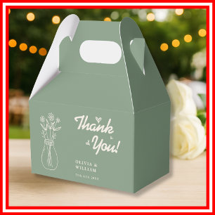 Caja Para Regalos Agradecimiento de Boda de Flores Silvestres Verde 