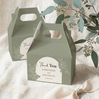 Caja Para Regalos Agradecimiento de boda de flores verde salvia marf