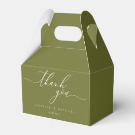 Caja Para Regalos Agradecimiento de boda de marca moderna verde oliv