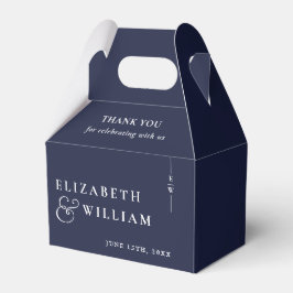 Caja Para Regalos Agradecimiento de boda de monograma moderno azul m