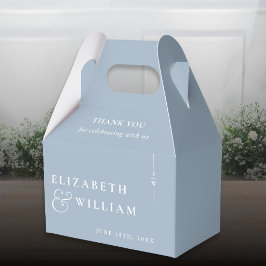 Caja Para Regalos Agradecimiento de boda de monograma moderno azul p