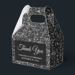 Caja Para Regalos Agradecimiento de cumpleaños 21 en Glitter Negro<br><div class="desc">Crea tus propias cajas de agradecimiento para celebrar tu fiesta de cumpleaños. El glitter negro falso y brillante en el fondo es arte digital que se imprime como una foto. Personaliza los estilos de fuente para crear tus propias cajas de favor. También puedes cambiar el color del rectángulo negro superpuesto...</div>