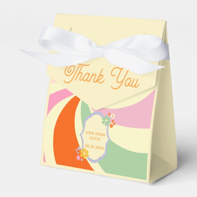 Caja Para Regalos Agradecimiento de la flor Groovy Wave Retro 70 (Front Side)