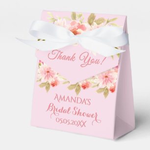 Caja Para Regalos Agradecimiento floral rosa para la ducha de la nov