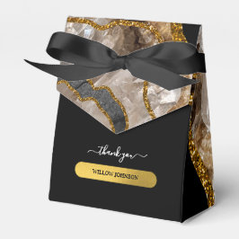 Caja Para Regalos Agradecimiento negro y oro Purpurina Geode