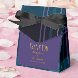 Caja Para Regalos Agradecimiento personalizado azul negro a cuadros