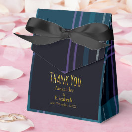 Caja Para Regalos Agradecimiento personalizado azul negro a cuadros