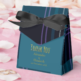 Caja Para Regalos Agradecimiento personalizado azul negro a cuadros