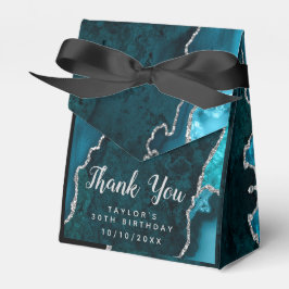 Caja Para Regalos Agradecimiento verde azulado y plateado