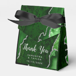Caja Para Regalos Agradecimiento verde y plateado Boda
