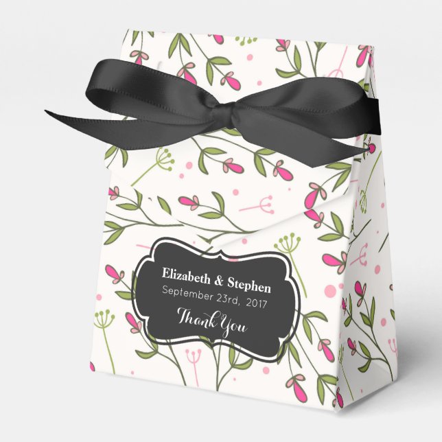 Caja Para Regalos Agradecimientos a Boda de Flor Silvestre Rosa y Ve (Front Side)