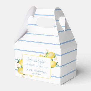 Caja Para Regalos Aguadas de limones rayas azules pálidas ducha de b
