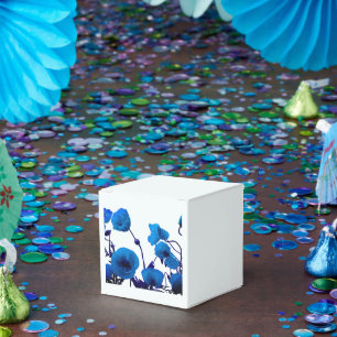 Caja Para Regalos Aguamarina Floral Acuarela Amapolas Flores Jardín 