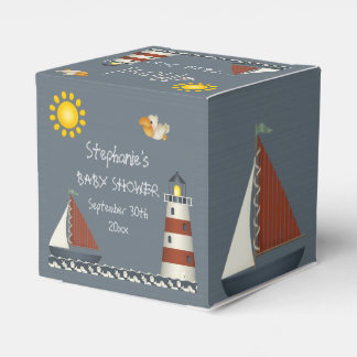 Caja Para Regalos Ahoy Barco Naval y Faro Gracias