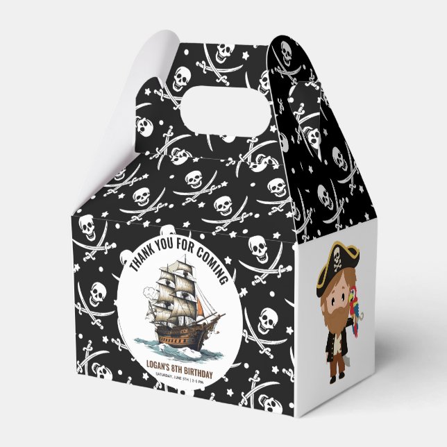 Caja Para Regalos ¡Ahoy! Barco pirata 8 cumpleaños (Front Side)
